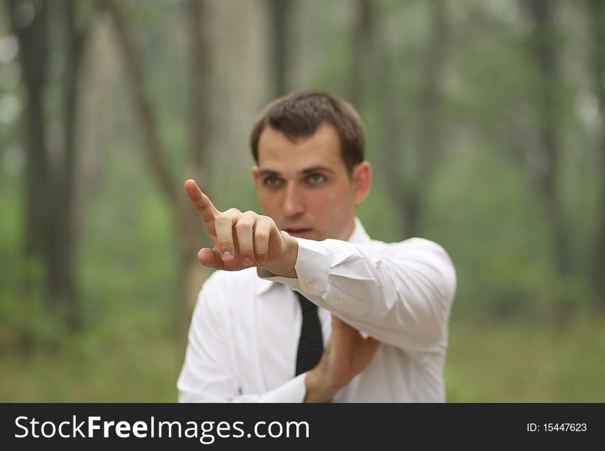 Portrait of young attractive man, outdoors