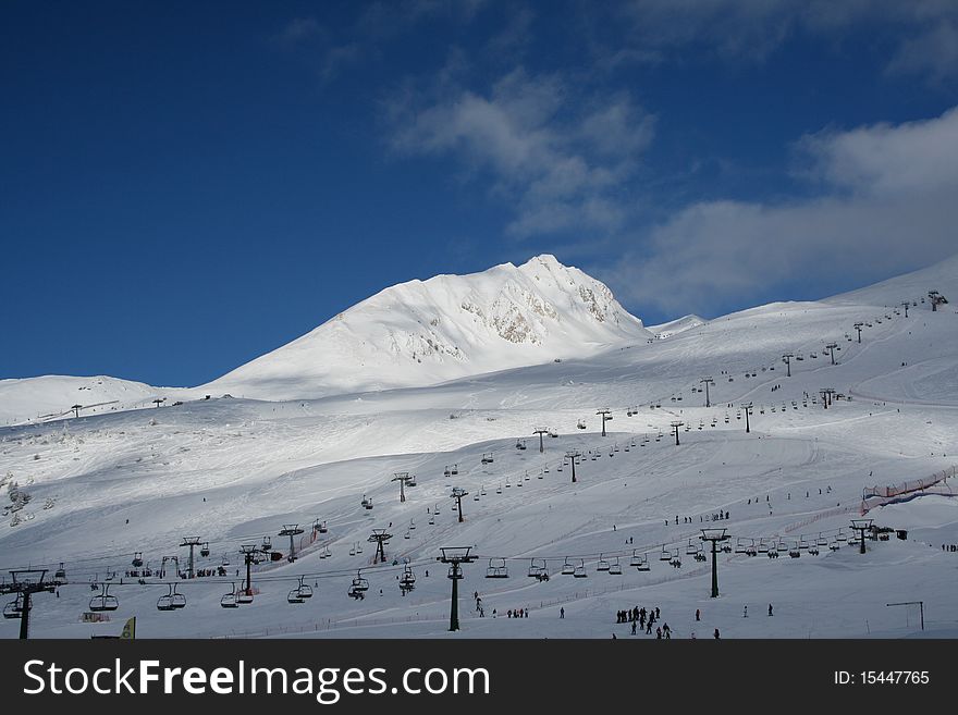 The ski slopes of Passo Tonale, Italy