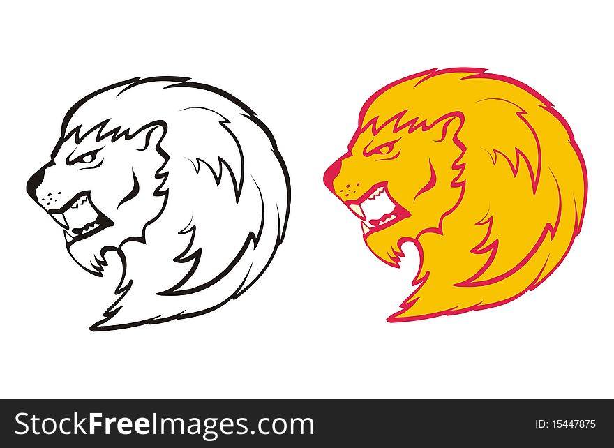 Drawing the head of a lion roaring. Drawing the head of a lion roaring