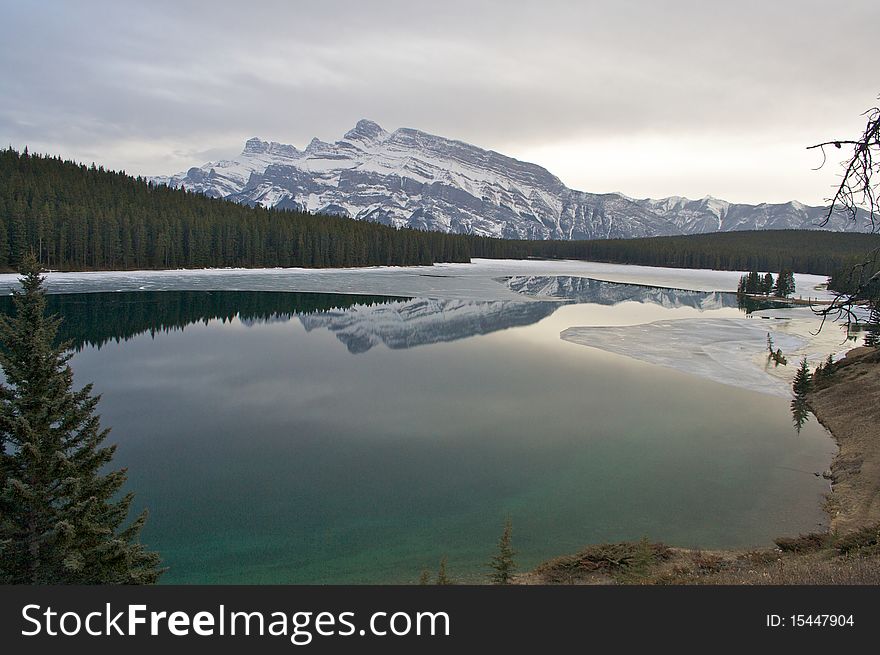 A reflection on Two Jack Lake, Banff.