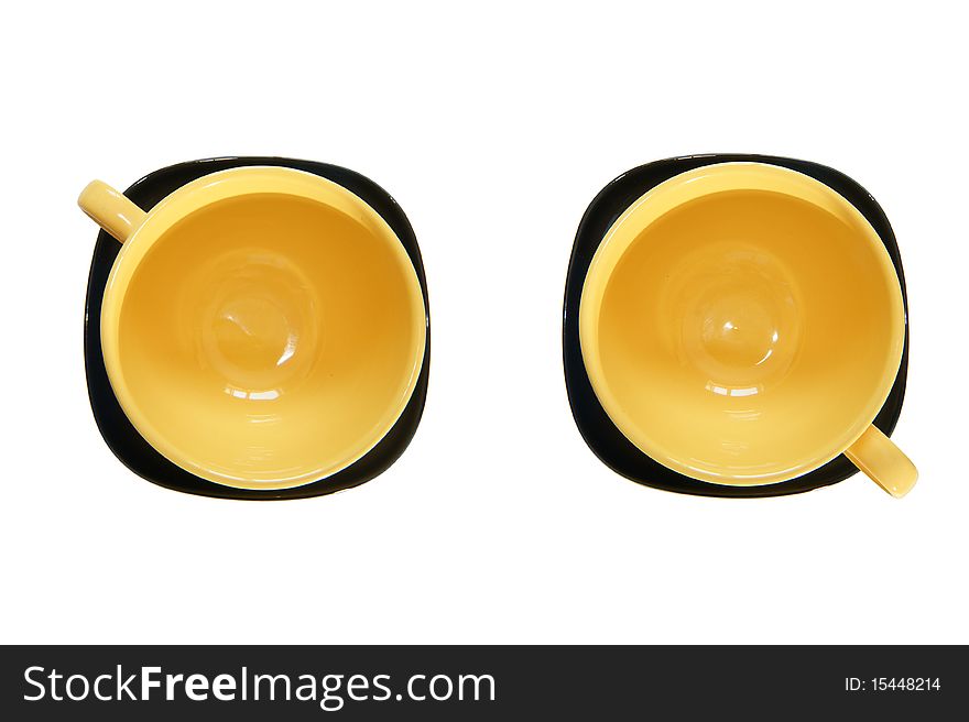 Yellow Cup And Black Saucer, Top View