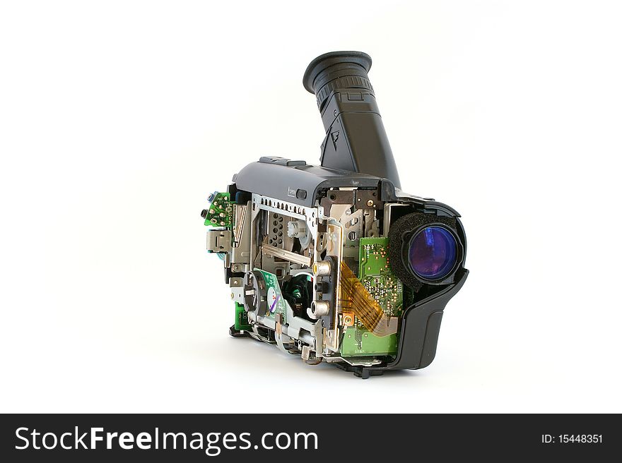 Camcorder with removed protective cover