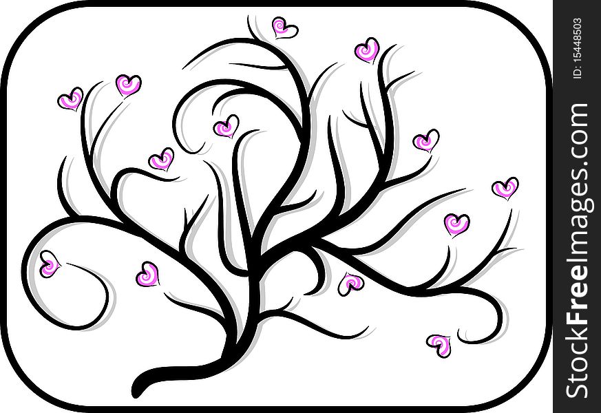 Picture of abstract tree with hearts instead of leafs