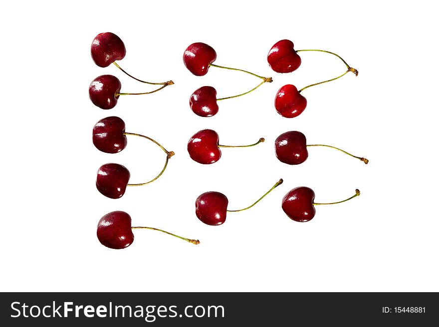 Fresh red Cherry isolated on white background