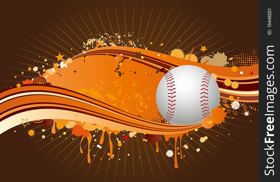 baseball design elements,orange background. baseball design elements,orange background