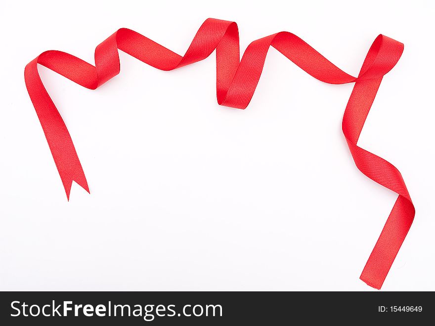 Red ribbon isolated on white background