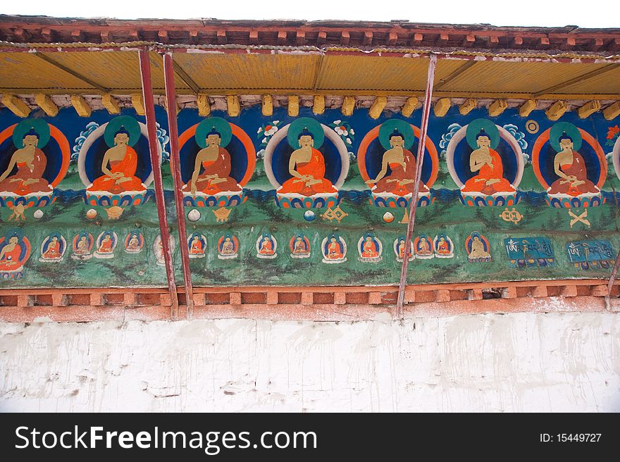 Buddha painting on the interior wall of religious temple