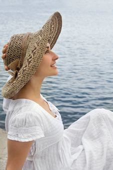 Happy Young Girl In The Bonnet Stock Photos Happy Young Girl In The Bonnet Stock Photos