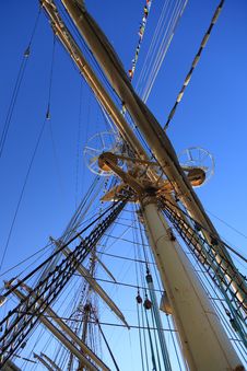 Ship Tackles, Rigging On A Old Frigate Stock Images Ship Tackles, Rigging On A Old Frigate Stock Images