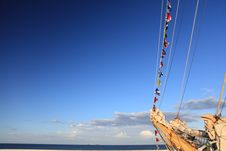 Ship Tackles, Rigging On A Old Frigate Stock Photos Ship Tackles, Rigging On A Old Frigate Stock Photos