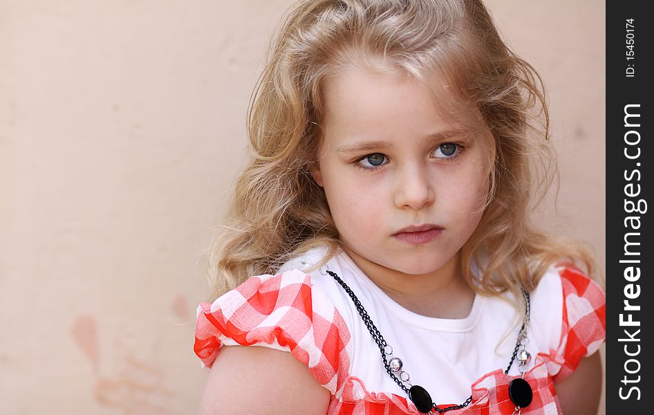 Closeup portrait of beautiful little girl