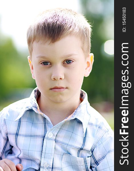 Closeup portrait of beautiful little boy