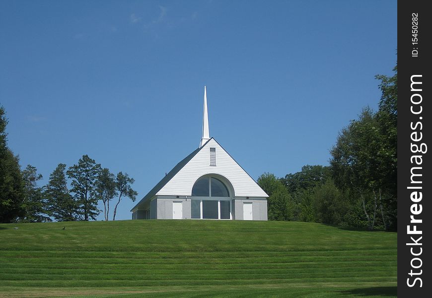 The chapel on top of the hill overlooking the Vietnam Veterans Memorial Cemetery where services are held for Veterans .