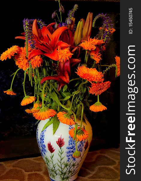 Brightly Colored Flowers In Vase