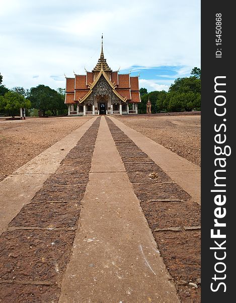 Walk way and church in temple thailand