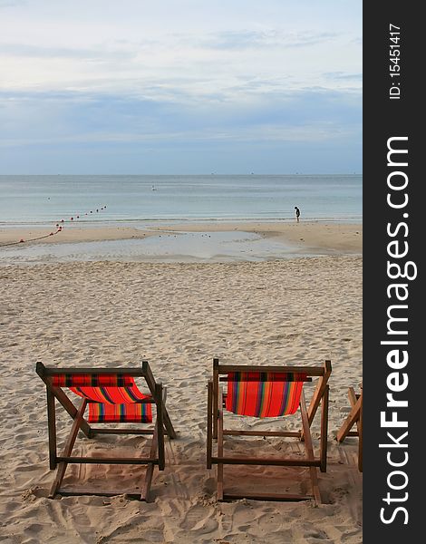 Beach Chair in Summer at Samui Island in Thailand