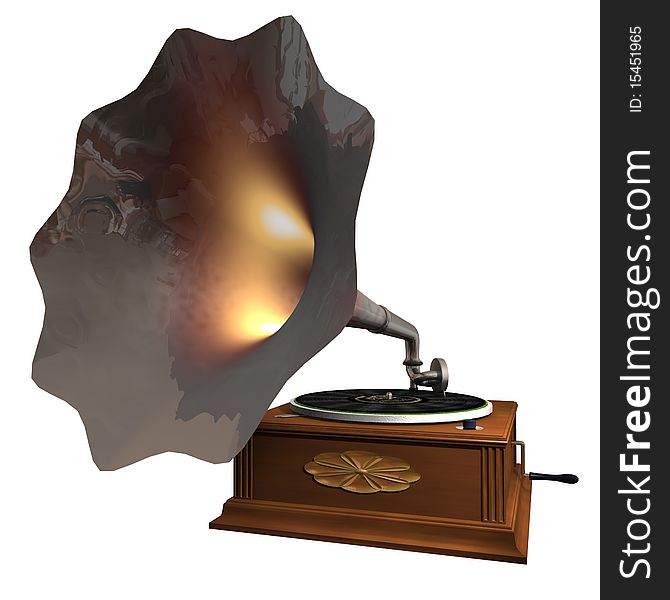 An antique Gramophone illustration isolated. An antique Gramophone illustration isolated.
