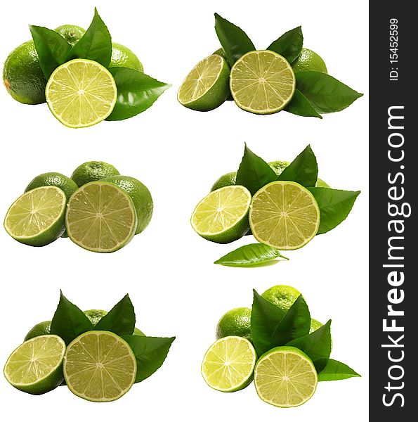 Mojito, limes and mint isolated on a white background. Mojito, limes and mint isolated on a white background