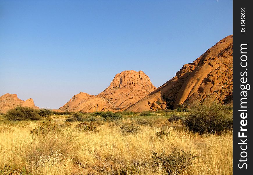 Lonely peak of Spitzkoppe mountain , Namibia
