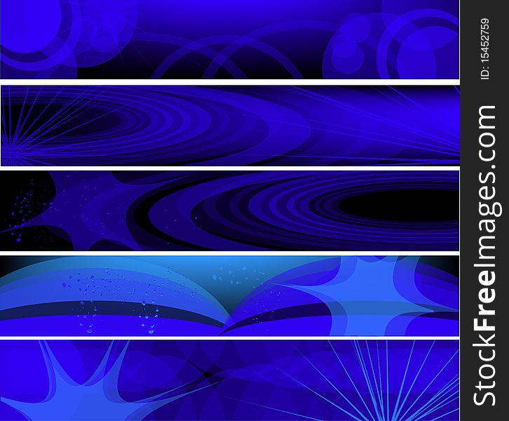 Collection of vector horizontal banners in blue shades