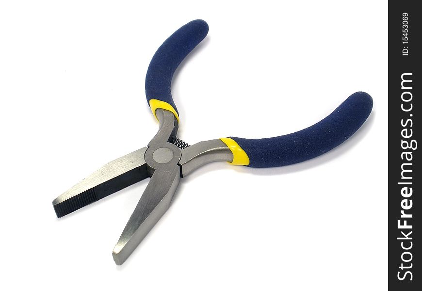 Small pliers on the white isolate background