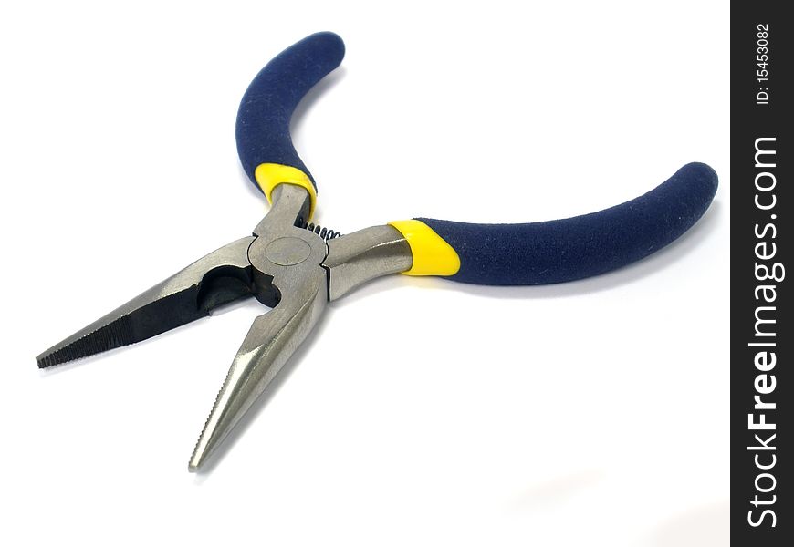 Small pliers on the white isolate background