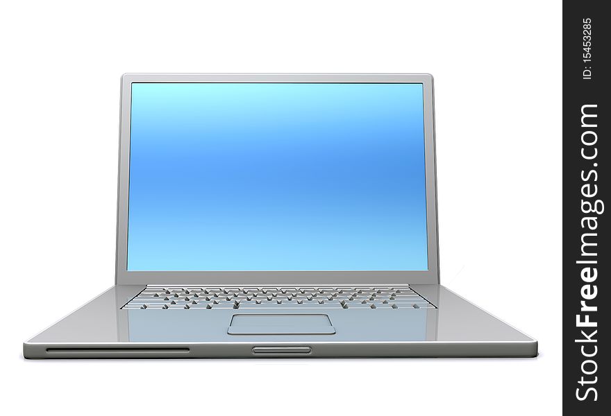 3d illustration of a laptop in free space