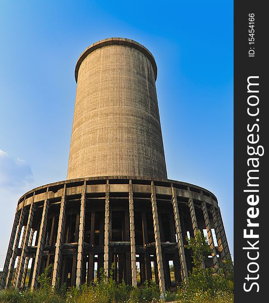 Tower power plant in ruin