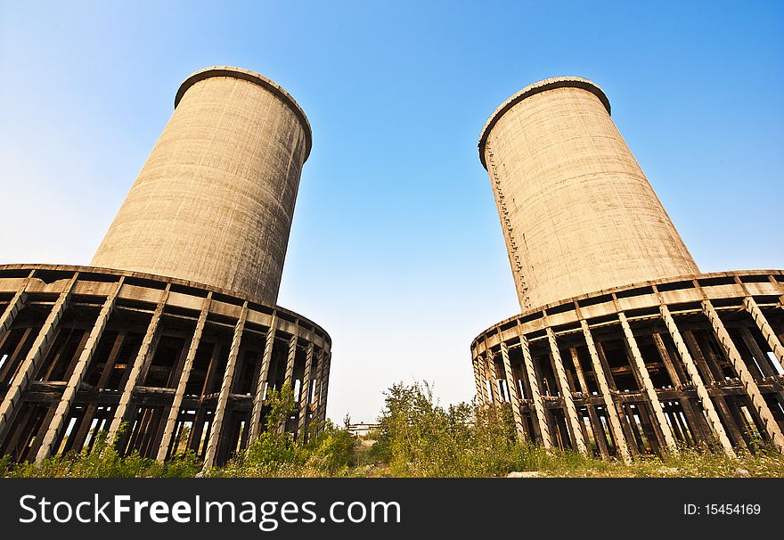 Two tower power plant in ruin