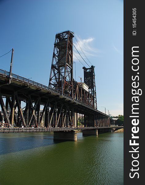 The steel bridge in Portland, Oregon, USA. The steel bridge in Portland, Oregon, USA