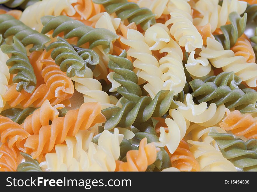 Curly macaroni spirals colors pasta. Curly macaroni spirals colors pasta