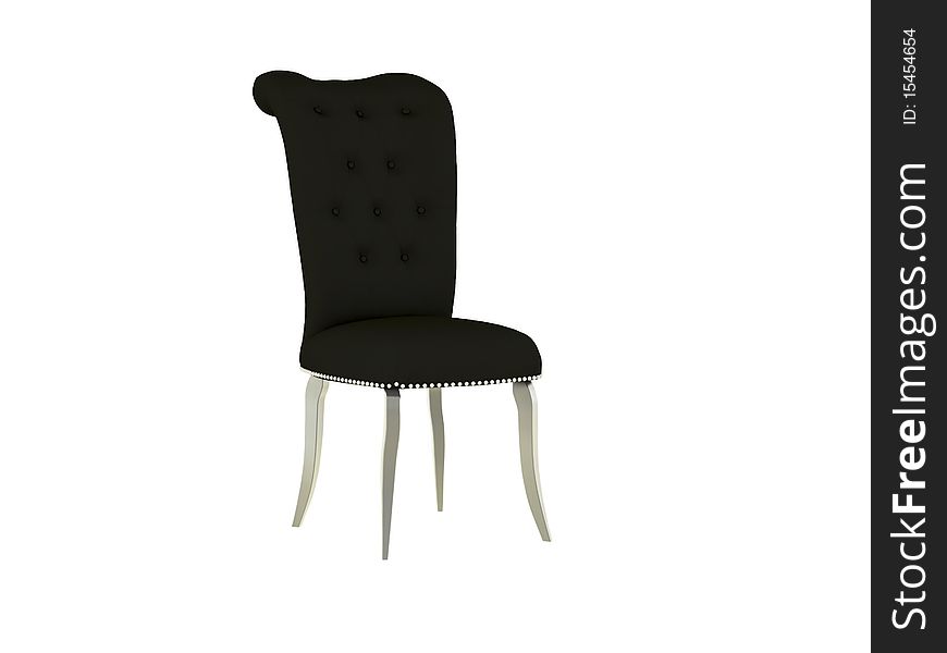 Classic black armchair isolated on white, 3d render/illustratuion