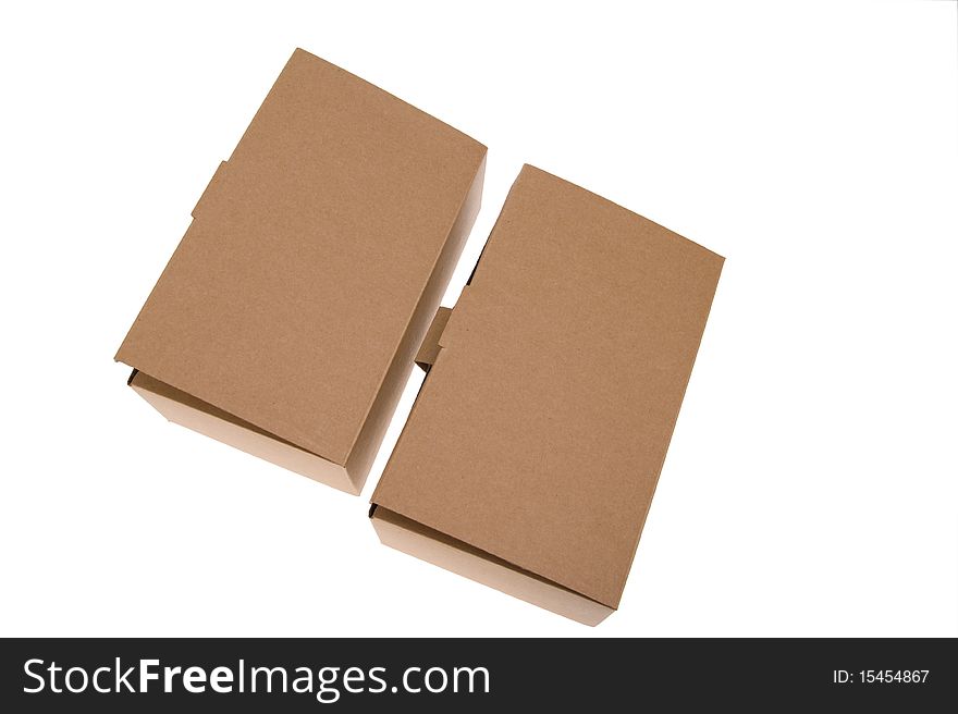 Two Brown cardboard box, Isolated on white.