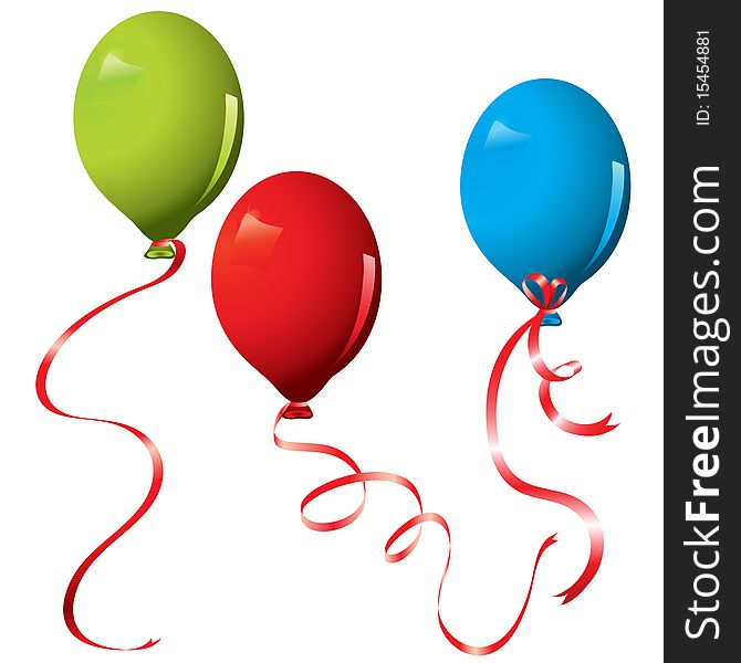 Balloons on ribbons. Vector Image. Balloons on ribbons. Vector Image