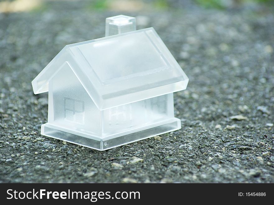 Crystal house isolated on gray background