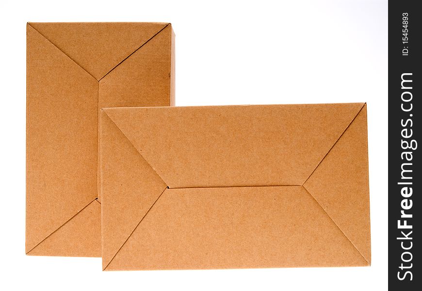 Two Brown cardboard box, Isolated on white.