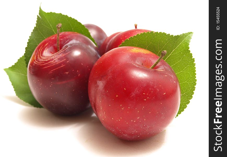 Plums on a white background. Plums on a white background