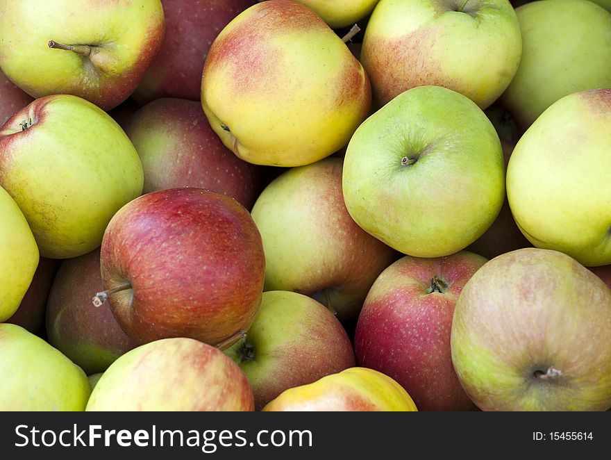Group of fresh green and red apples on the market. Group of fresh green and red apples on the market
