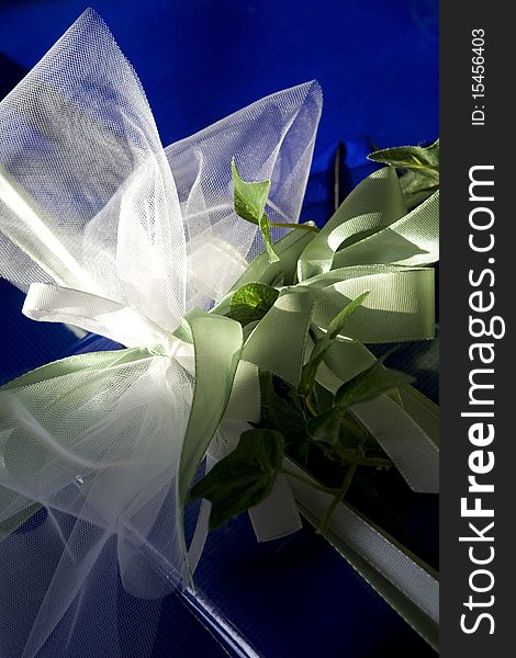 Nice gift decoration with white and green Ribbon