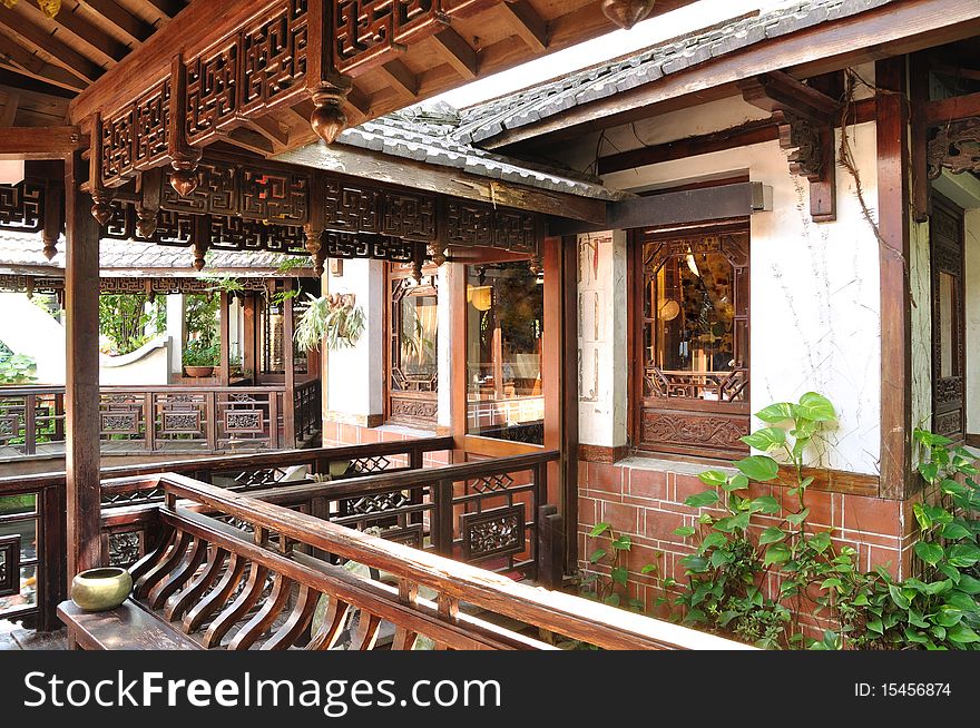 The interior of a traditional building in chinese