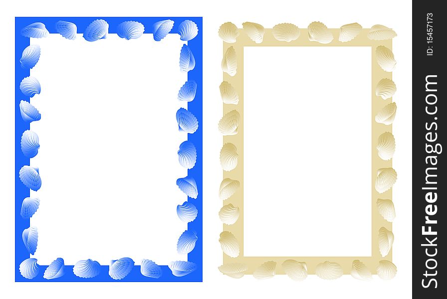 Framework decorated with cockleshells. Vector illustration.