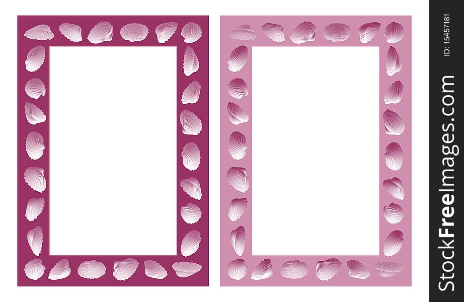 Framework decorated with cockleshells. Vector illustration.