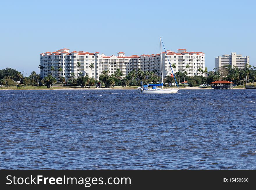 Inland waterway at Ormond Beach, Florida, a favorite travel destination.