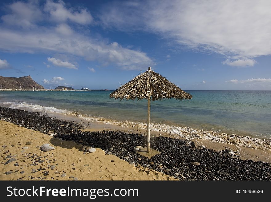 Beach in Porto Santo Island in atlantic ocean