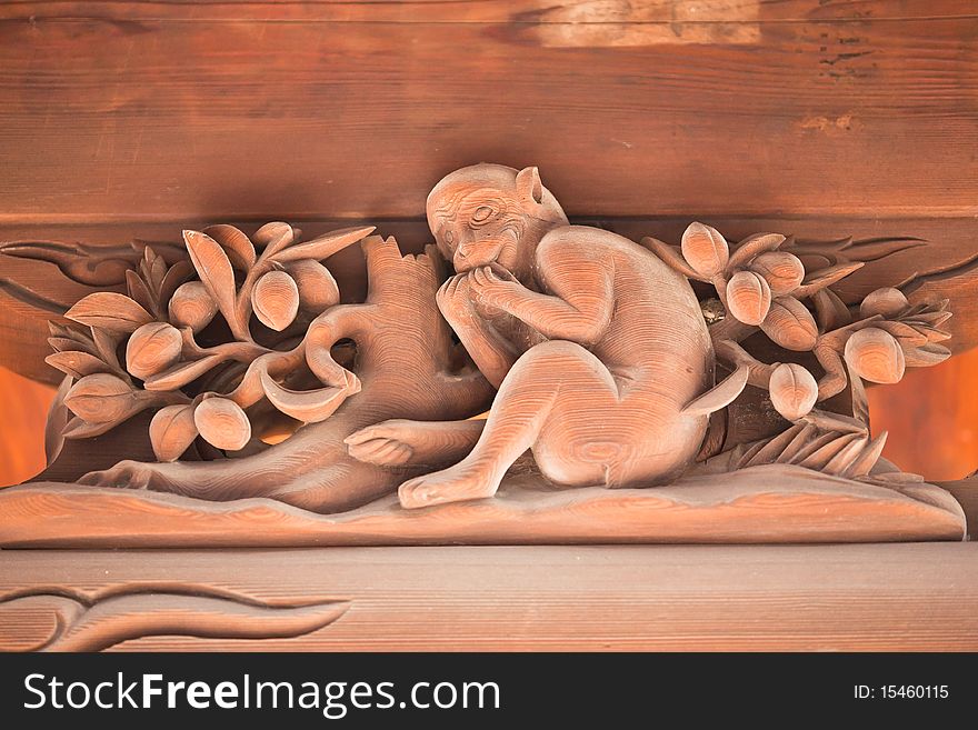 Wood carving at Japanese temple.