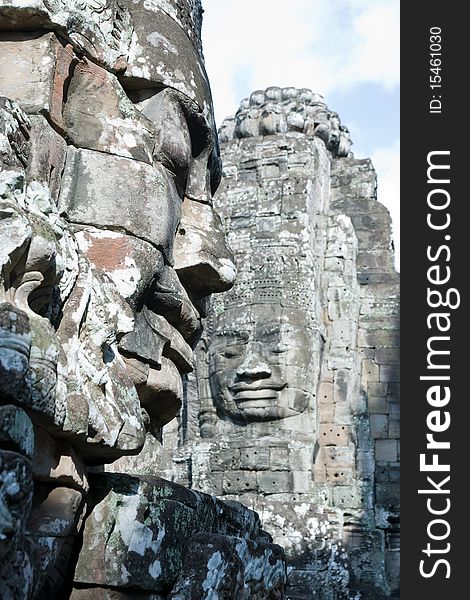 Carved stone face at Angkor Wat,Cambodia. Carved stone face at Angkor Wat,Cambodia