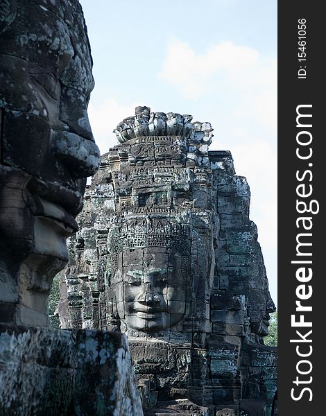 Carved stone face at Angkor Wat,Cambodia. Carved stone face at Angkor Wat,Cambodia