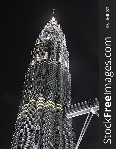 One of Kuala Lumpur City Center tower shot at night. One of Kuala Lumpur City Center tower shot at night