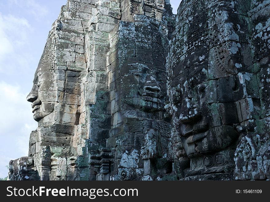 Bayon temple face Angkor Thom