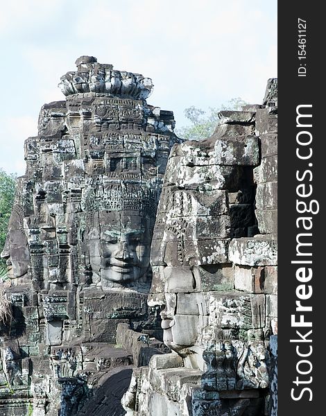 Carved stone face at Angkor Wat,Cambodia. Carved stone face at Angkor Wat,Cambodia